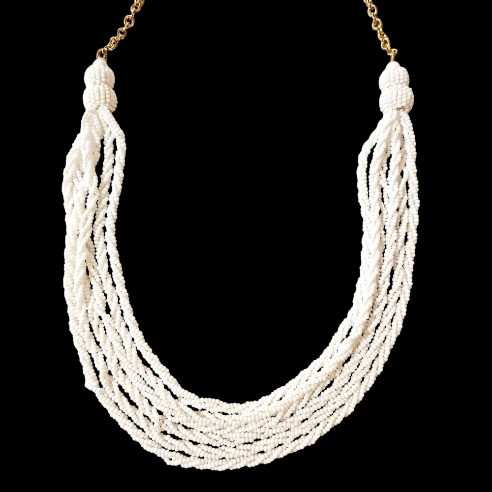 Talbots Elegant White Beaded Necklace